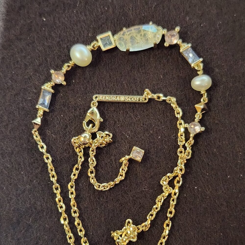 Kendra Scott Madelyn Gold Strand Necklace crystal, pearl and stone